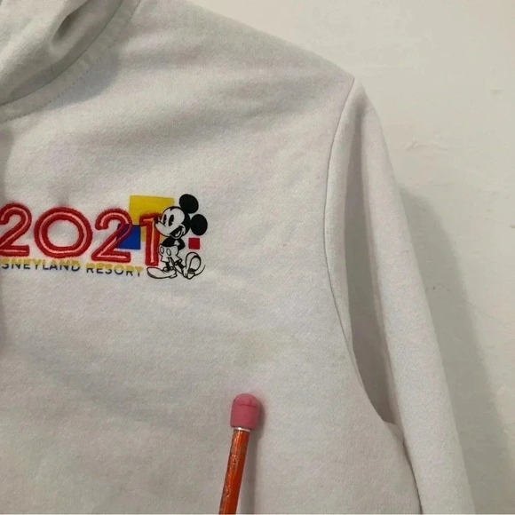 Disney Sweater Womens L White Mickey Mouse Full Zip Hoodie‎ Sweatshirt Ladies - Picture 2 of 11